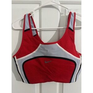Nike Sports Bra Red Gray Racerback Athletic Women's XL